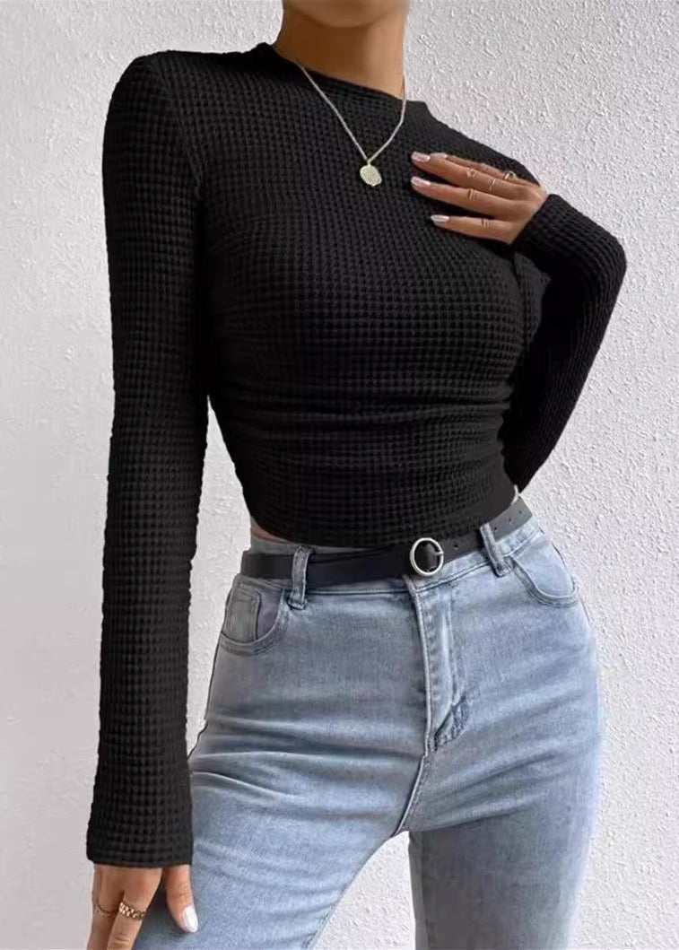 Versatile Apricot O-neck Slim Fit Cotton T Shirt Spring