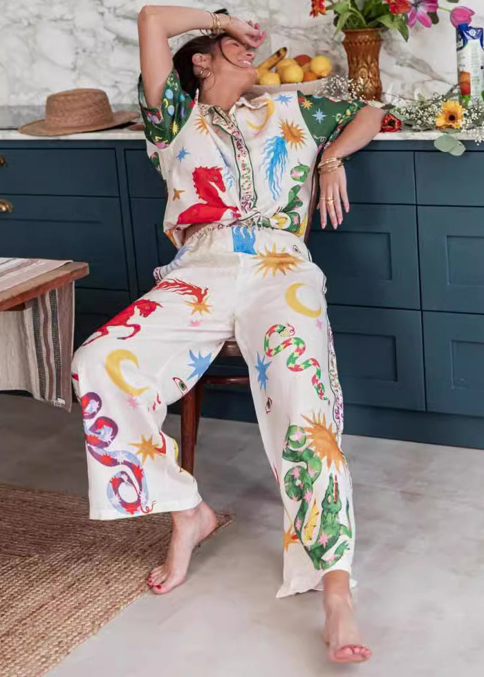 Print Tops and Pants Sets 2 Pieces Summer