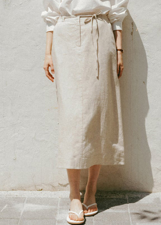 Japanese and Korean Lace Up Linen Skirt Summer
