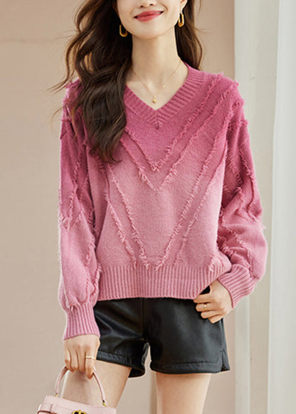 Rose Tasseled Cozy Wool Knit Sweater Fall