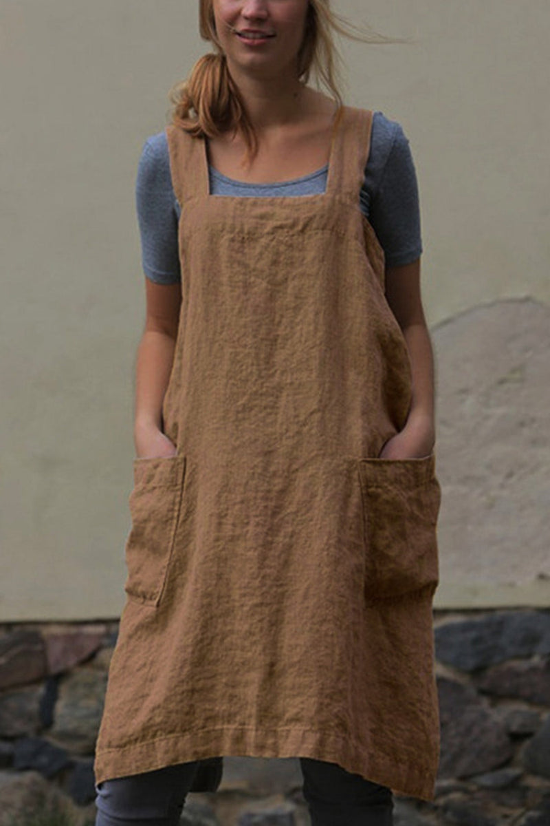Cotton Linen Apron Mini Dress