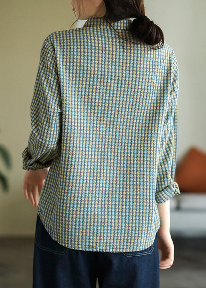 Blue Peter Pan Collar Cotton Top Spring