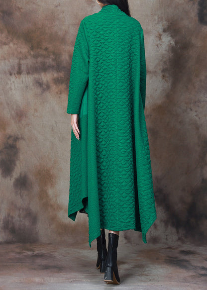 Green Asymmetrical Patchwork Cotton Cardigan Spring