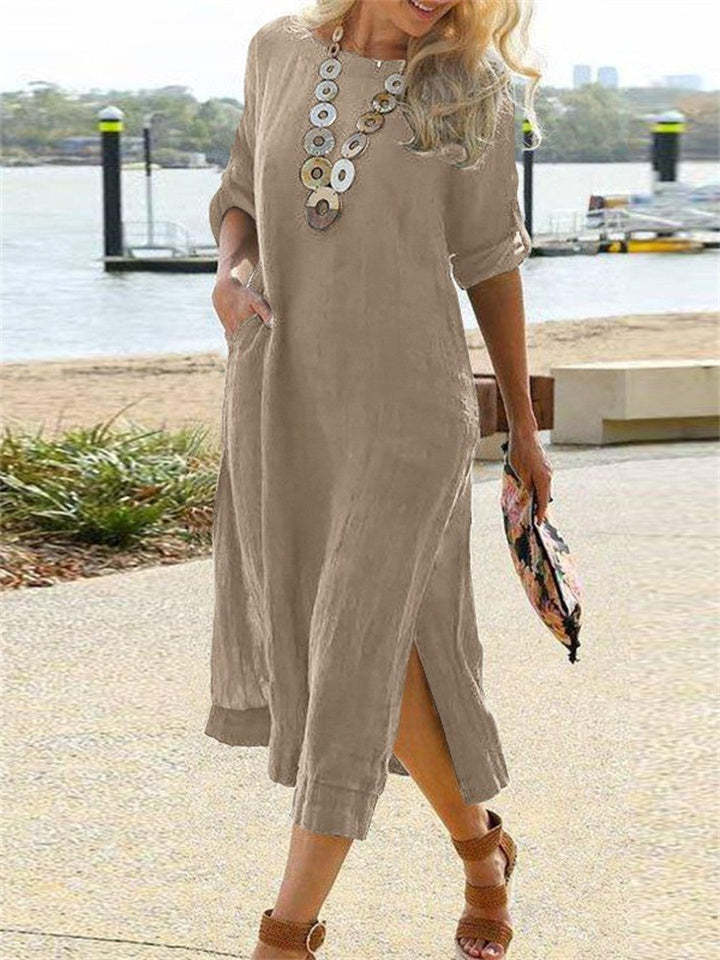 Spring Outfit Cotton Linen Long Dress for