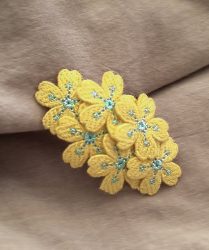 Yellow Knit Embroidery Hairpin