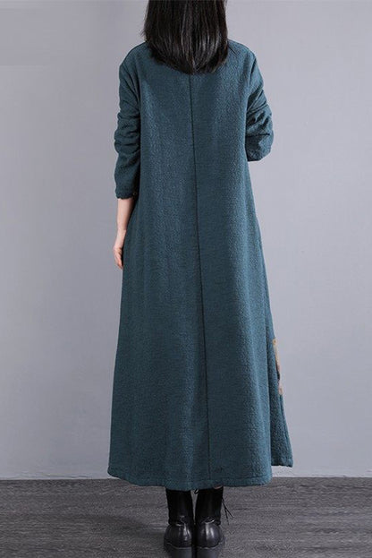 Fluffy Print Dress Winter Cotton Dress