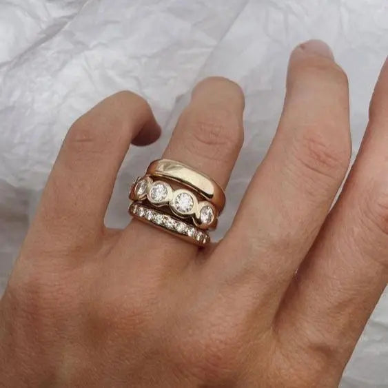 Forged Brilliant Gold Ring Set
