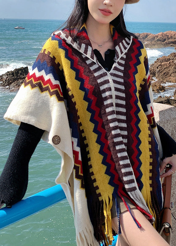 Style Red Hooded Cape Style Shawl Coat