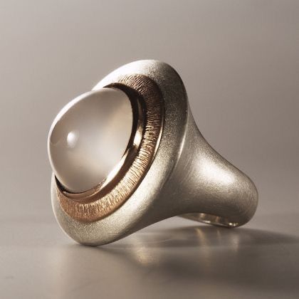 Silver Inlaid Moonstone Ring