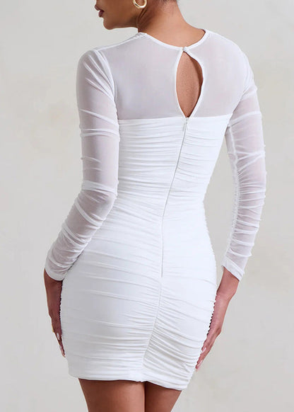 French White Hollow Out Slim Fit Tulle Dresses Summer
