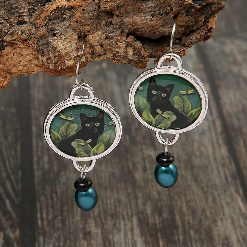 Cat Silver Earrings