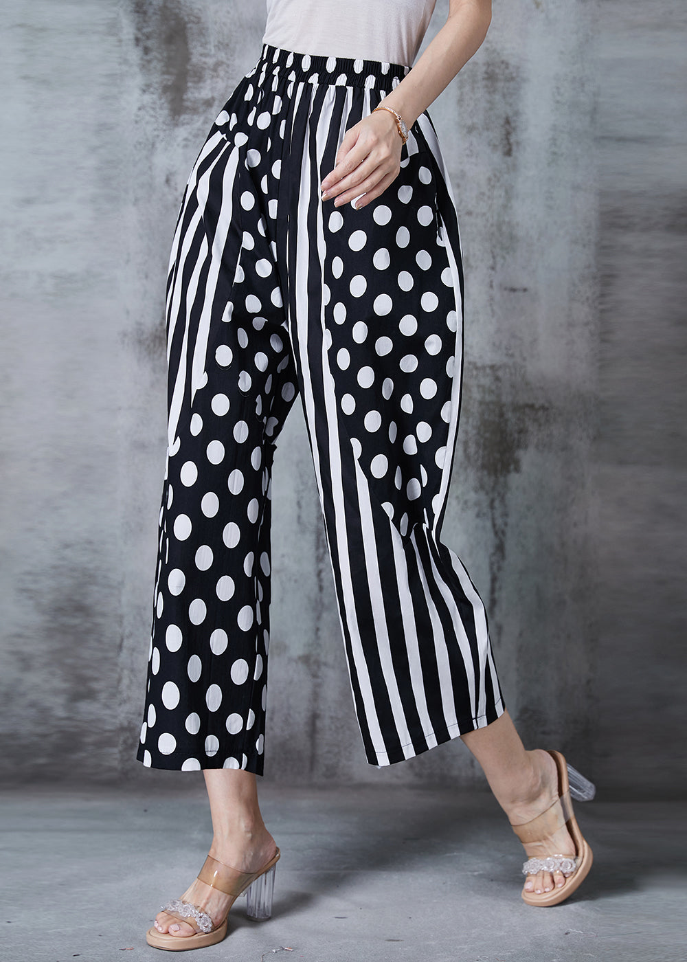 Black Asymmetrical Patchwork Cotton Harem Pants Summer