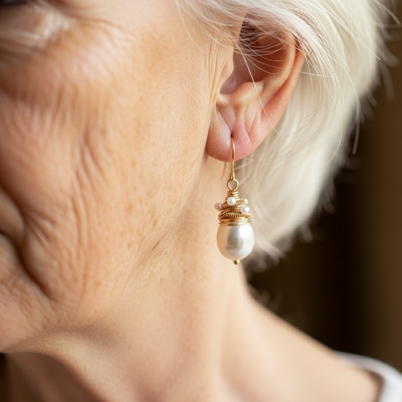 Pearl Golden Threads Earrings