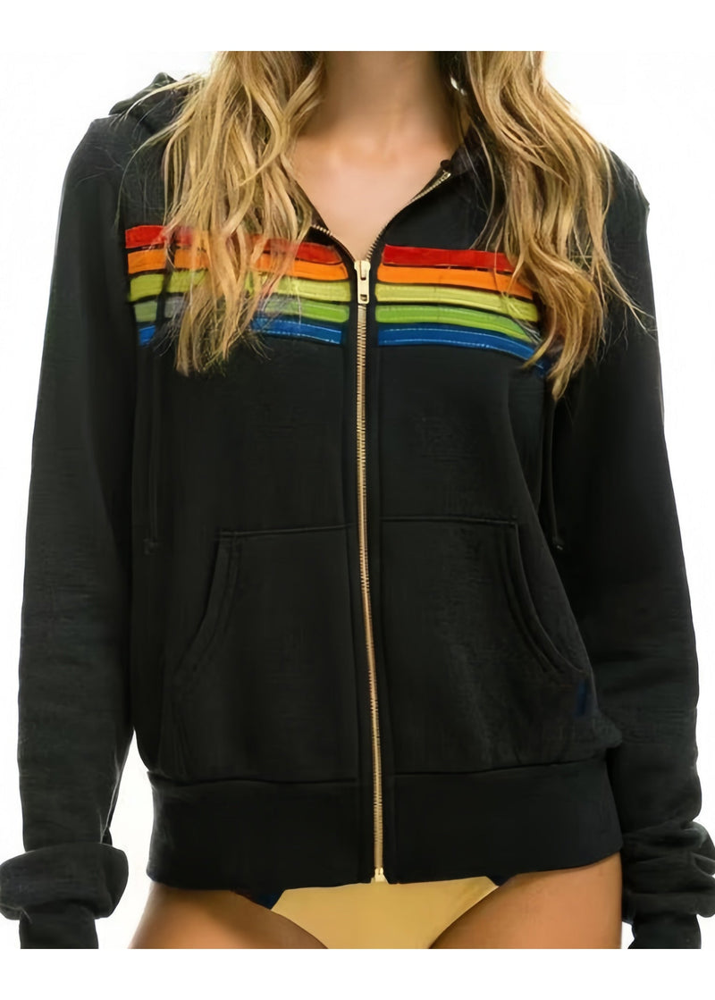 Navy Zip Up Pockets Warm Fleece Hooded Coat Winter