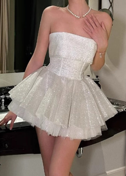 White Slash Neck Lace Up Patchwork Party Dress Sleeveless