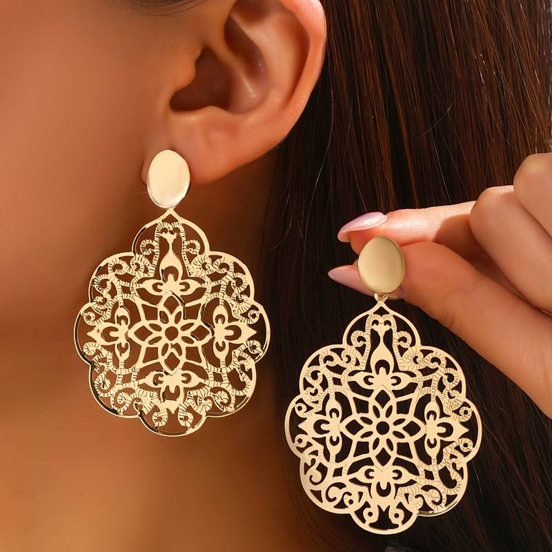Golden Hollow Mandala Earrings