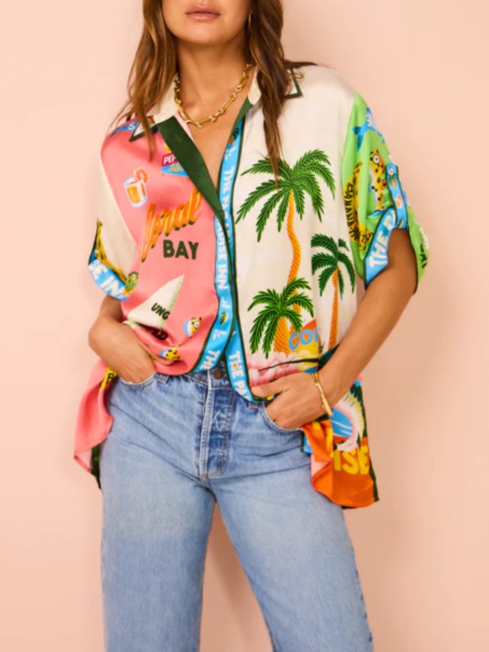 Vacation Beach Sunny Summer Style Printed Two Piece Set - Top