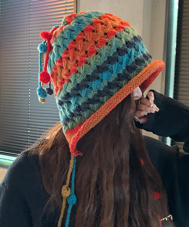 Rainbow Handmade Knit Boonie Hat