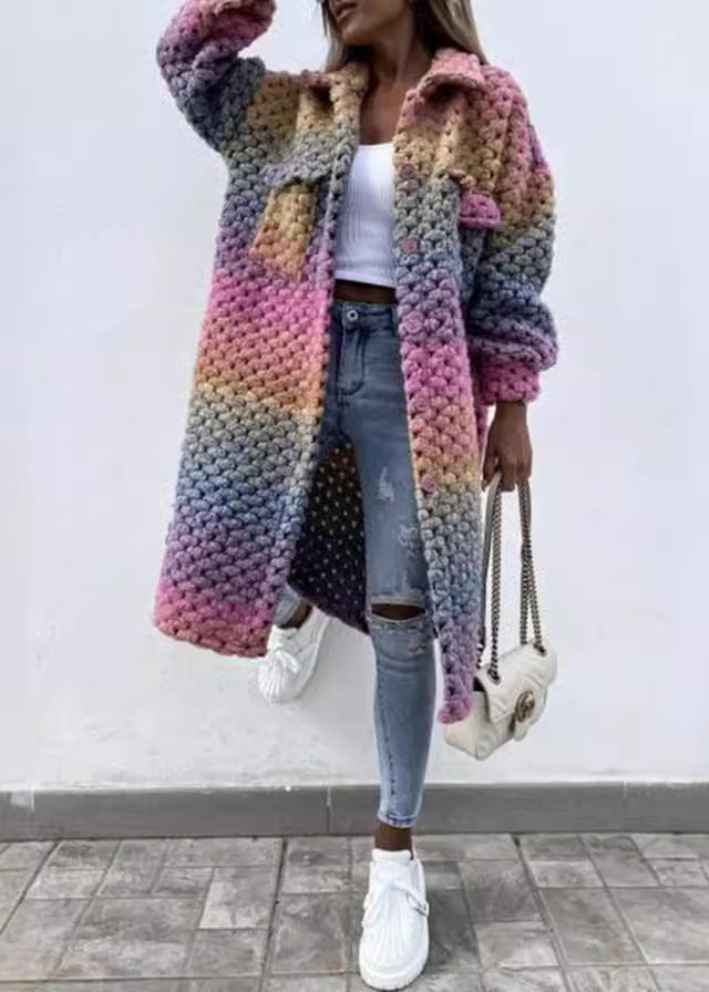 Style Pink Peter Pan Collar Pockets Woolen Coat Fall