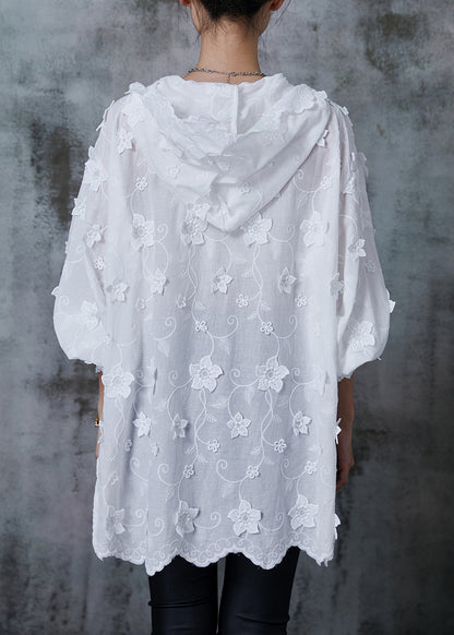 White Embroidered Oriental Shirt Tops Summer