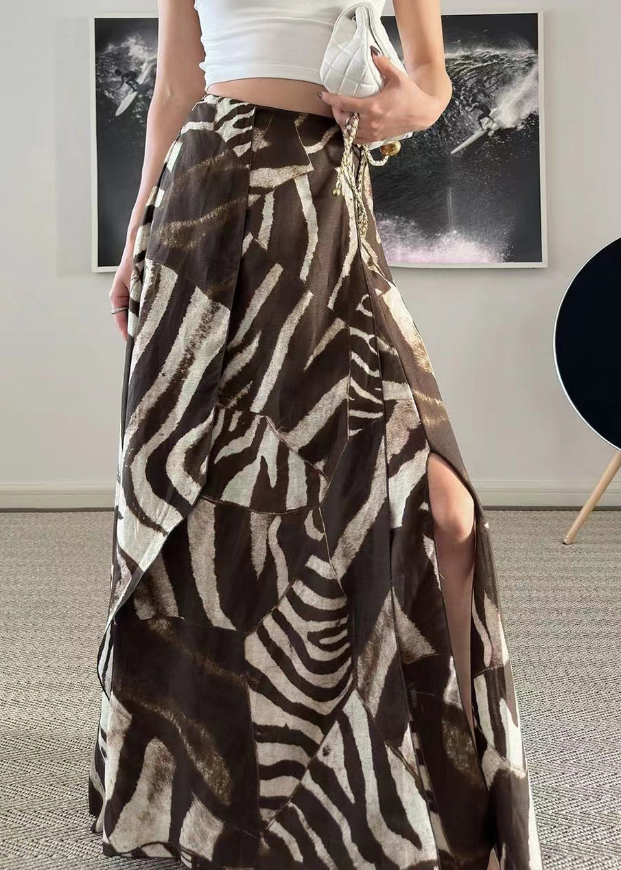 New Summer Zebra Pattern Skirts Side Open