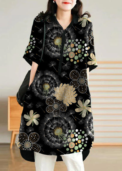 Jade Yellow Flower Linen Linen Shirt Dress