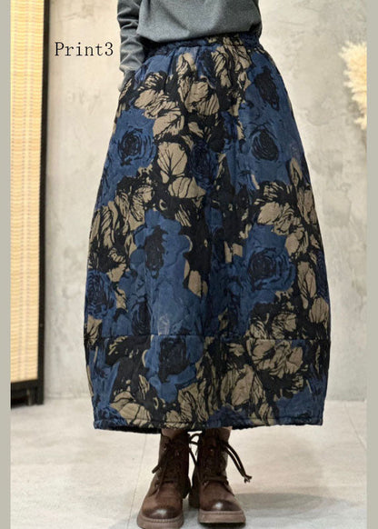 Print Elastic Waist Fine Cotton Filled Skirts Summer