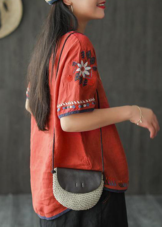 Loose White Embroidered Cotton T Shirt Summer