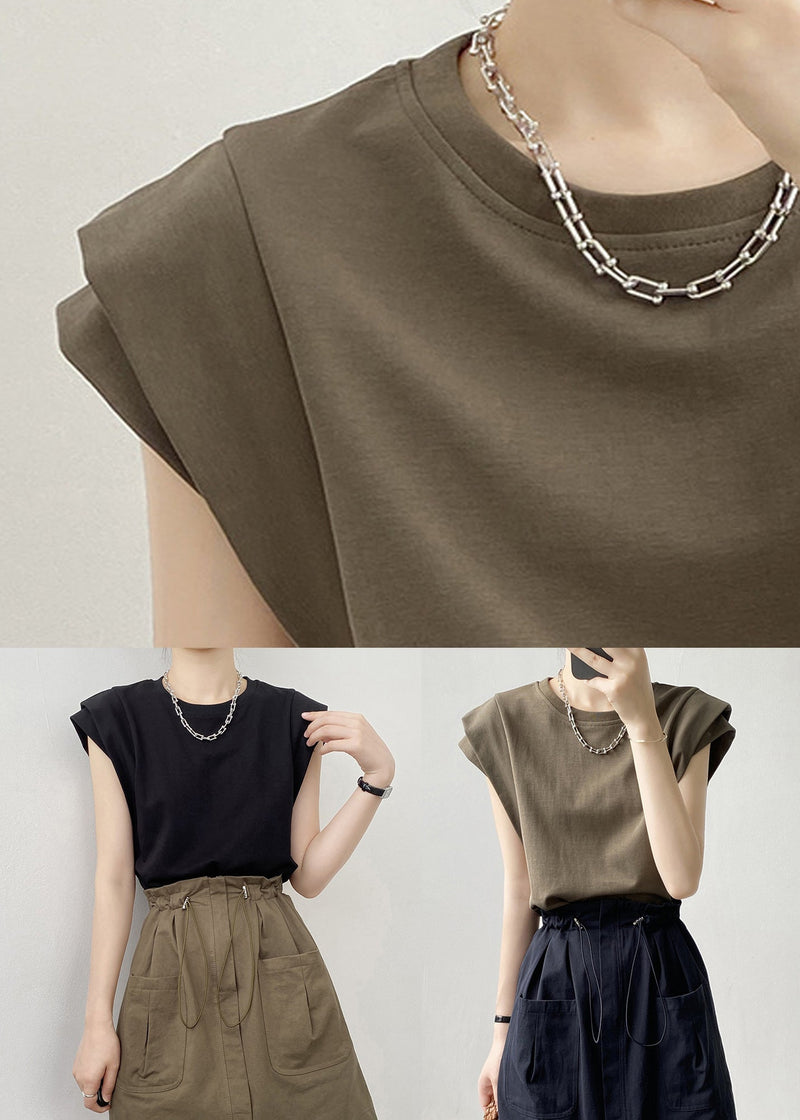 Black Cotton T Shirts O Neck Summer
