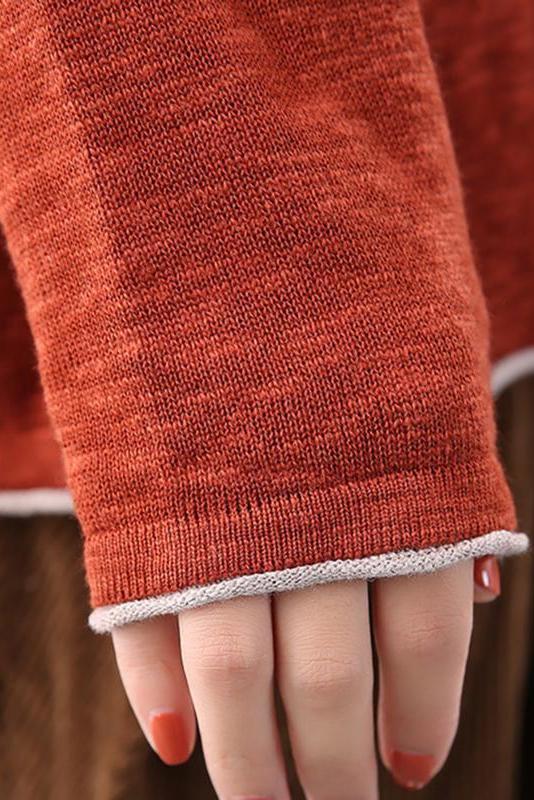 Color Contrasting Hooded Sweater