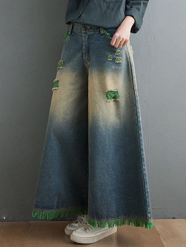 Original Split-joint Column Wide Leg Denim Pants