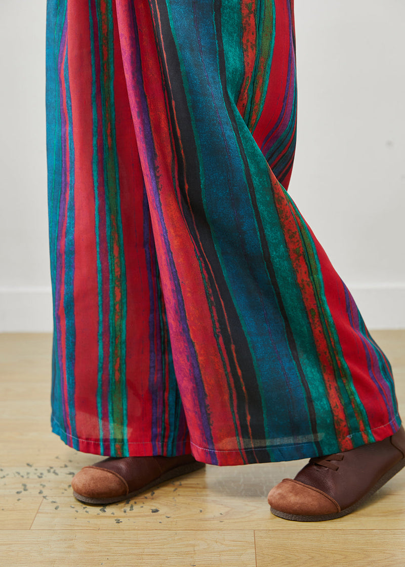 Style Colorblock Oversized Striped Linen Pants Summer