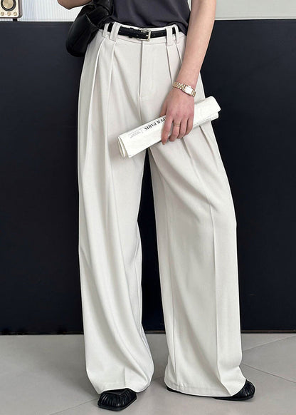New Beige High Waist Pockets Pants Summer