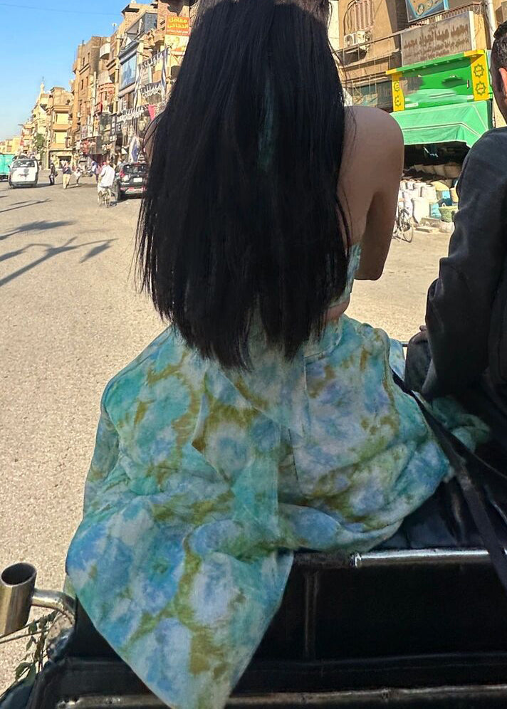Green Bow Print Top and a Line Skirts Two Pieces Set Summer