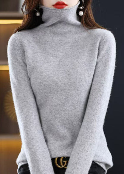 Yellow Turtle Neck Slim Fit Woolen Knit Pullover Spring