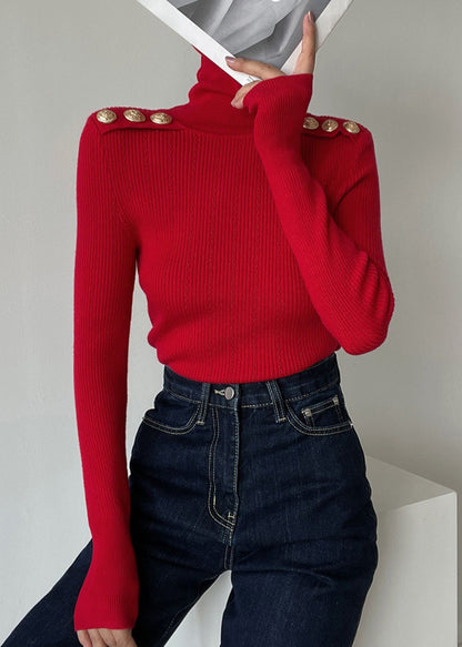 Black Hign Neck Patchwork Woolen Knit Sweaters Winter