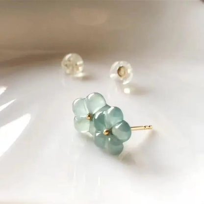 Turquoise Earrings With Crystal Flower