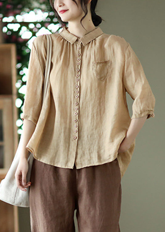 Red Low High Design Linen Shirt Half Sleeve