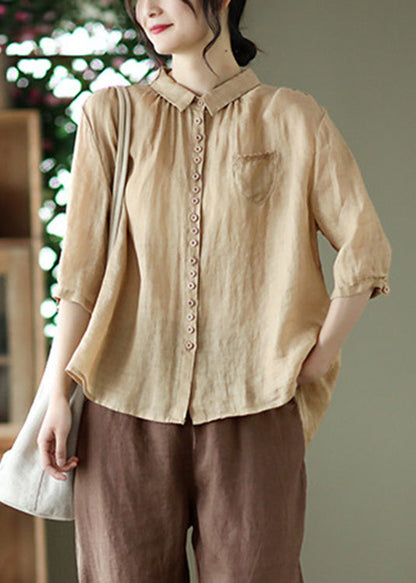 Red Low High Design Linen Shirt Half Sleeve