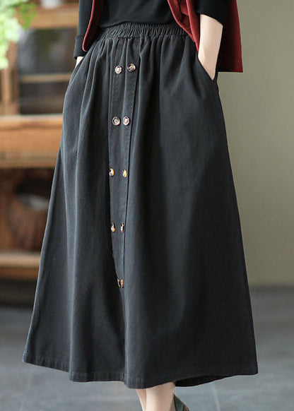 Black Elastic Waist a Line Skirts Spring