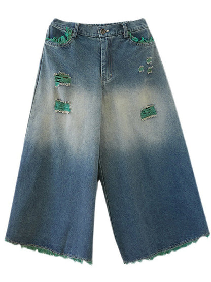 Original Split-joint Column Wide Leg Denim Pants