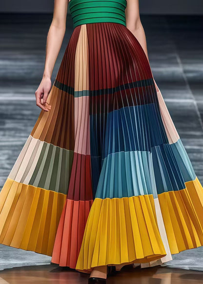 Original Design Multicolor Patchwork Wrinkled Chiffon Strapless Dresses