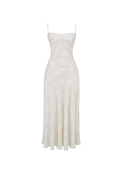 Fitted Beige Cotton Spaghetti Strap Dress Summer