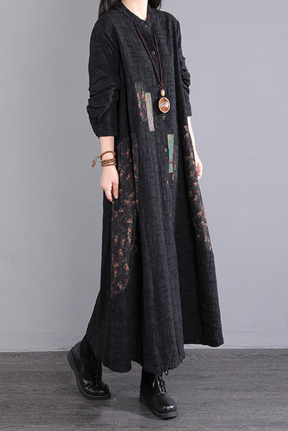 Fall Long Sleeve Dress Loose Cotton Dress