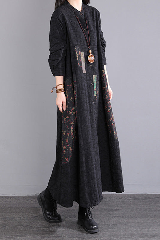 Fall Long Sleeve Dress Loose Cotton Dress