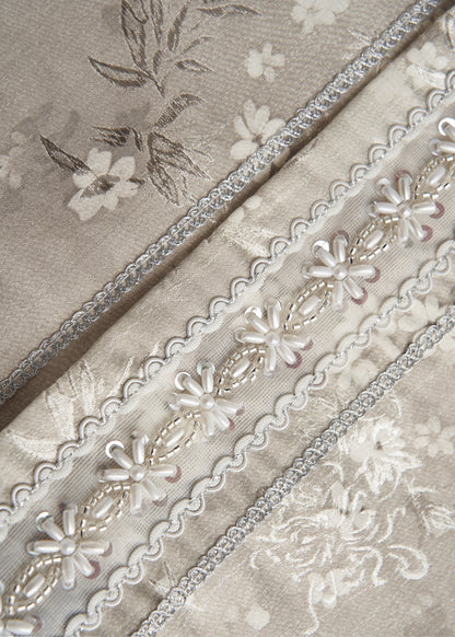 Art Light Grey Jacquard Patchwork Feather Silk Vests Fall