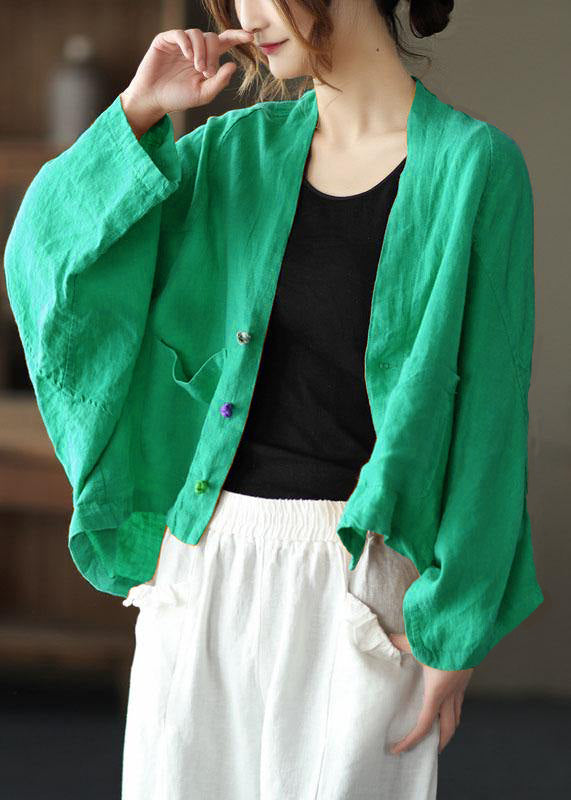 Fine Yellow Bat Wing Sleeve Pockets Coat Short