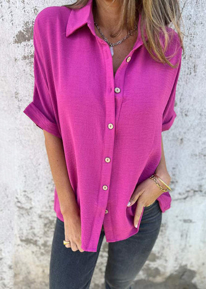 Khaki Peter Pan Collar Button Cotton Top Summer