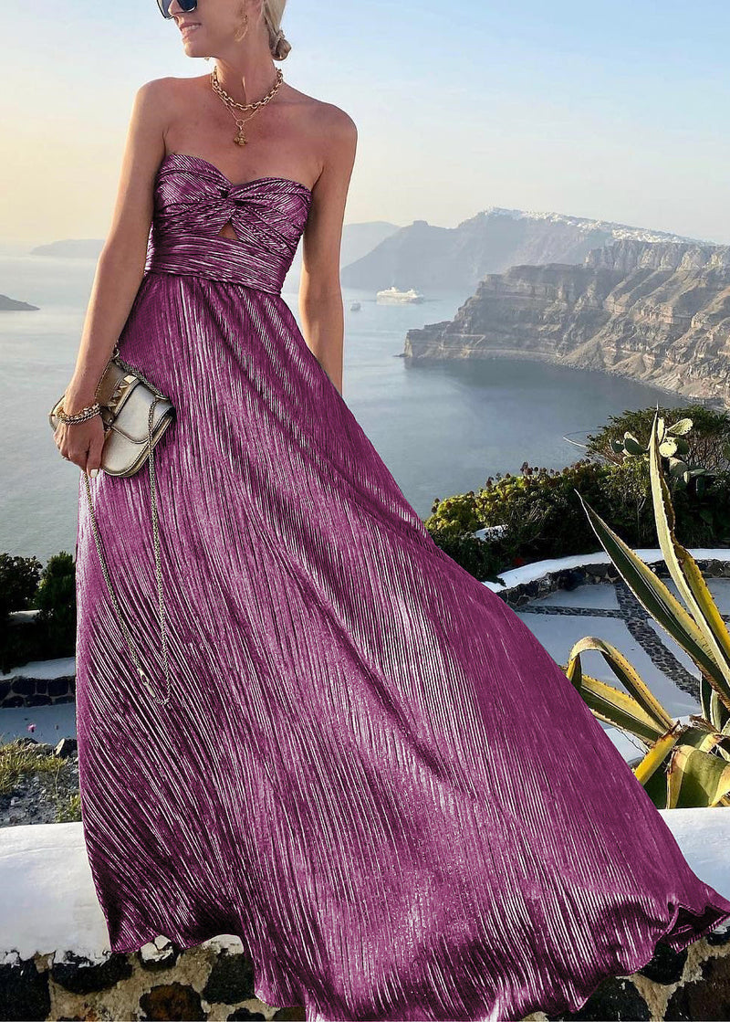European and American Gold Strapless Dress