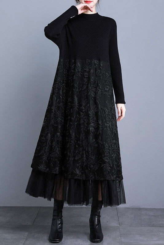 - Knitted Embroidered Dress